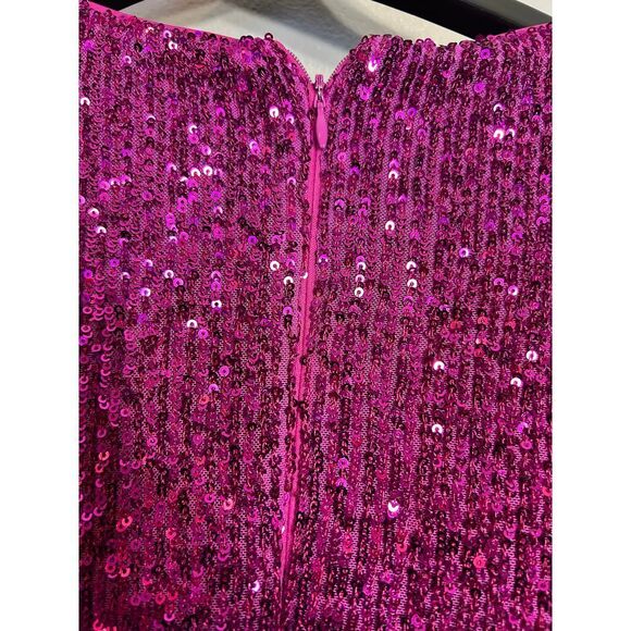 ONE33 Social Magenta Sequin Cocktail Dress Ruffle Detail Party Evening Formal - Picture 4 of 8